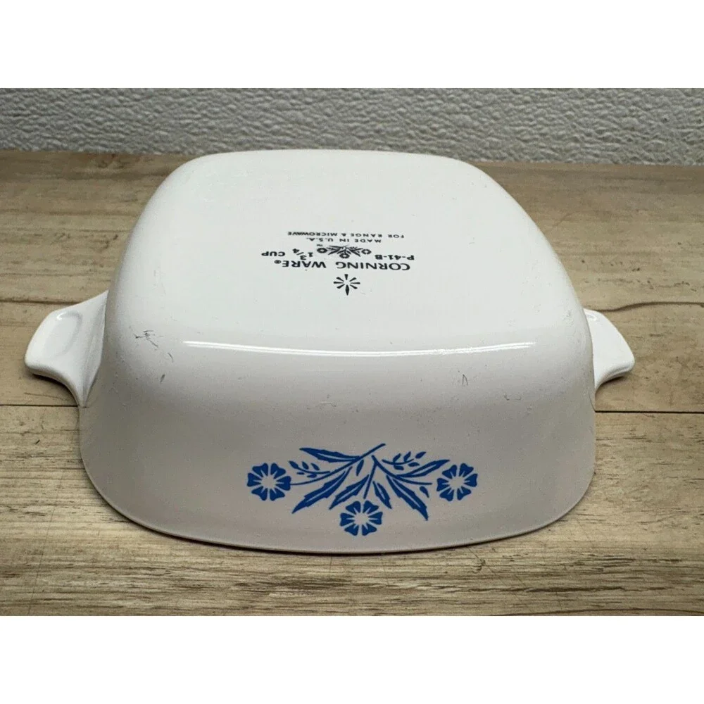 Vtg Set Of 2 Corning Ware Blue Cornflower Casserole Dish P-41-B 1 3/4 Cup No Lid